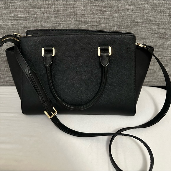 MICHAEL Michael Kors Black Saffiano Leather Selma Crossbody Bag - Picture 3 of 5